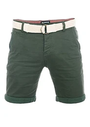 Chino Shorts Herren mit Gürtel Regular Fit RIVHenry Kurze Hosen Bermuda Shorts Knopfleiste Stretch, Größe:W 32, Farbe:Cypress Green
