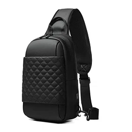 Sling Bag Herren Wasserdicht Crossbody Bag Herren mit USB-ladeanschluss Brusttasche Herren Klein Schultertasche Herren Umhängetasche Herren Klein für Arbeit Reisen Radfahren Wandern-Schwarz
