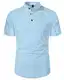 LVCBL Leinenhemd Herren Kurzarm Henley Herren Freizeithemd Freizeithemd Zu Hause Blau M