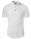 LVCBL Kurzarmhemd Herren Stehkragenhemd Leinen Sommerhemd Freizeit Shirts für Männer Weiß M