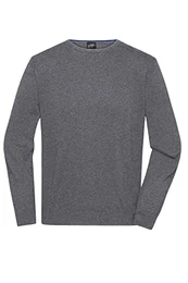 Herren Roundneck-Pullover - Klassischer Baumwoll-Pullover Farbe: Grey-Heather Grösse: S