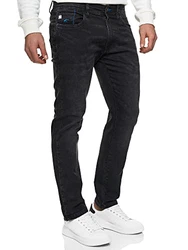 Indicode Herren INCoil Jeanshose aus Super-Stretch Denim Vintage Schwarz