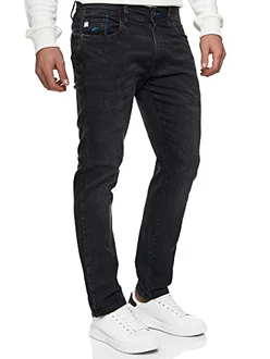 Indicode Herren INCoil Jeanshose aus Super-Stretch Denim Vintage Schwarz