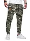 JMIERR Cargohose Herren Jogginghose Herren Baumwolle Casual Freizeithose Elastische Taille mit Kordelzug Sweatpants Herren mit Taschen, Tarnfarbe Grün M