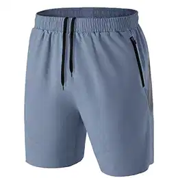 Herren Sport Shorts Kurze Hose Schnell Trocknend Sporthose Leicht mit Reißverschlusstasche(Arona Blau,EU-M/US-S)