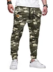 JMIERR Herren Chino Cargo Hose Jogginghose Tarnfarbe/Apricot