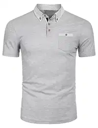 Herren Poloshirt Kurzarm Regular Fit Shirt Kontrast-Polokragen Polohemd Sommer Outdoor Golf Polo T-Shirt M