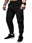 Elegancity Cargohose Herren Chino Hose mit 6 Taschen Cargo Hose Stretch Jogginghose für Männer mit Bundgummi Elastische Hosen Schwarz