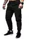Elegancity Schwarze Cargohose Herren Chino Hose mit 6 Taschen Cargo Hose Stretch Jogginghose für Männer mit Bundgummi Elastische Hosen M