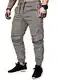 Elegancity Hell Graue Cargohose Herren Chino Hose mit 6 Taschen Cargo Hose Stretch Jogginghose für Männer mit Bundgummi Elastische Hosen M