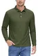 MAGCOMSEN Golf Poloshirt Männer Langarm Training T Shirt Casual Sommer Traininghose Polohemd Outdoor Unifarben Polo-Shirt, Armeegrin, XL