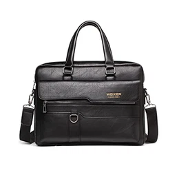 Herren Laptop Handtasche Business Aktentasche PU Leder Arbeitstasche Umhängetasche Henkeltaschen Schultertaschen für Reise Büro Reisen Schule Wasserdicht Messenger Bag Schwarz