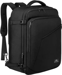 Reiserucksack Handgepäck Flugzeug, Erweiterbar 50x35x20cm Reiserucksack Herren Cabin Bag Leichtgewicht Reise Rucksack Damen Schulrucksack Carry On Travel Backpack für Business, Arbeit, Schwarz