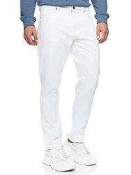 Indicode Herren INCobra Jeanshose aus Baumwolle mit 4 Taschen Denim Herrenjeans Weiß