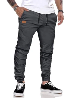 JMIERR Herren Chino Cargo Hose Jogginghose Grau