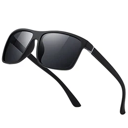 Polarisiert Sonnenbrille Herren Damen Unisex Schwarz Retro Ultraleicht Rahmen UV400 Shutz Sonnenbrillen Polarisierte Klassische Brille für Fahren Geschäftsreise Reise Schwarz