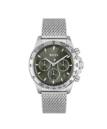 Chronograph Quarz Uhr für Herren mit Silbernes Edelstahlarmband - 1514020