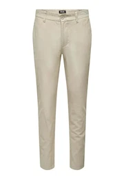 Herren O&S Business Chino Stoffhose Bequeme Trousers Casual Pants aus Baumwolle & Leinen ONSMARK