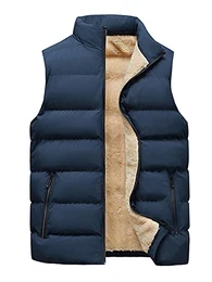 Männer Weste Einfarbig Mantel Voller Reißverschluss Oberbekleidung Gesteppt Jacke Herren Ärmellos Urlaub Blau M