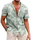 COOFANDY Herren Hemd Kurzarm Hawaiihemd Kurzarm Baumwolle Urlaub Sommerhemd Aloha Bedruckter Strand Hawaii Hemd M
