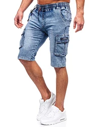 BOLF Herren Kurze Jeanshose Shorts Bermudas Jeans Short Kurze Hose Destroyed Used Denim Stretch Freizeithose [7G7] Blau (7G7)