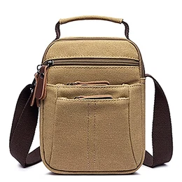 RUYIHUANG Umhängetasche Herren Handtasche Große Kapazität Reisetasche Reisen Seitentasche Tablette Schultertaschen mit Viele Taschen Canvas Büchertasche für Arbeit