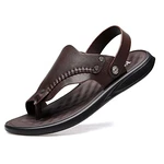 Dajingkj Flip Flops Herren Zehentrenner Mode Leder Hausschuhe Strand Sports Sandalen Sommerschuhe Outdoor Dual Purpose Braun