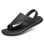 Dajingkj Flip Flops Herren Zehentrenner Mode Leder Hausschuhe Strand Sports Sandalen Sommerschuhe Outdoor Dual Purpose Schwarz