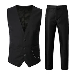 Herren Anzug Slim Fit Mode,Herren Formal Casual Hochzeit Bankett Weste V-Ausschnitt ärmellose dünne Jacke Anzug Weste Hose zweiteiliges Mode Sakko Hose Weste Sportlich Slim Fit Hochzeit