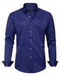 J.VER Herren Hemd Unifarben Stretch Langarm Regular Fit Businesshemd Dunkelblau