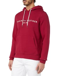 Herren Hoodie Tommy Logo Hoody mit Kapuze, Rot (Royal Berry), M