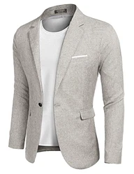 COOFANDY Herren Sakko Sportlich Blazer Slim Fit Anzugjacke Hellgrau