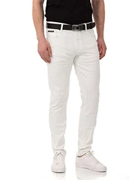 Herren Jeanshose Slim Fit, Stretch Denim Pants im Basic-Look, 98,5% Baumwolle Jean Hose für Männer, Casual-Look Klamotten für Herren, CD820, White, W32 L32