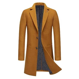Wintermantel Herren Mantel Slim Fit Mittellang Wollmantel mit Stehkragen Business Mantel Herren Winter #8818 Khaki L