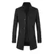 Allthemen Wintermantel Herren Wollmantel Lang Slim Fit Herrenmantel mit Stehkragen Business Coat für Winter Schwarz M