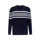 Krumba Herren Übergröße Pullover: Baumwolle Rundhals Marineblau Unregelmäßige Streifen - Übergröße 7XL