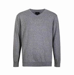 Herren Baumwolle Übergroß V-Ausschnitt Klassik Pullover 3XL Kohlegrau