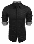 COOFANDY Herren Regular Fit Langarm Freizeithemd Business Hemd Schwarz