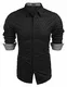 COOFANDY Herren Langarm Hemden Slim Fit Freizeithemd Diamant Muster Karohemd Business Hemd Party Hochzeit Hemden Modern Männer Klassisch Hemden Langarmhemd,2-Schwarz,M