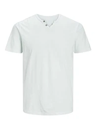Herren Basic T-Shirt V-Ausschnitt Kurzarm Jersey Baumwolle Shirt mit Knöpfen JJESPLIT, Farben:Mint, Größe:XXL