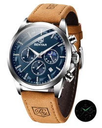 BENYAR Uhren Herren Chronograph Herren Uhr 30M Wasserdicht Analoge Quarzuhr Armbanduhr Herren Business Kalender Sport Watch Geschenk für Männer