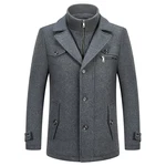 KUDORO Herren Wintermantel Kurzmantel Peacoat Casual Slim Fit für Business Freizeit Grau