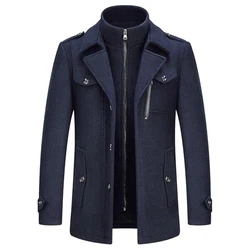 KUDORO Herren Wintermantel Kurzmantel Peacoat Casual Marineblau