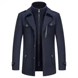 Herren Wintermantel Wolle Kurzmantel Herren Wollmantel Mittellang Slim Fit für Business Freizeit Peacoat Herren Casual(Marineblau1,M)