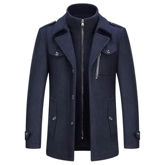 KUDORO Herren Wintermantel Kurzmantel Peacoat Casual
