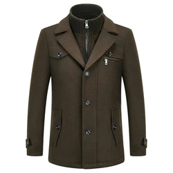 KUDORO Herren Wintermantel Kurzmantel Peacoat Casual Slim Fit für Business Freizeit Grüne Armee