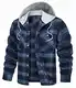 TACVASEN Übergangsjacke Herren Herbst Kariertes Hemd Baumwollhemd Long Sleeve Hoodie Flanell Trachtenhemd (Grau Blau, M)
