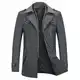 KUDMOL Herren Wintermantel Wolle Kurzmantel Stehkragen Wollmantel Mittellang Slim Fit für Business Freizeit Peacoat(Grau,M)