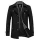 KUDMOL Herren Wintermantel Wolle Kurzmantel Stehkragen Wollmantel Mittellang Slim Fit für Business Freizeit Peacoat(Schwarz,M)