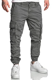 Herren Jogger Cargo Chino Jeans Hose R7020 Dunkelgrau W32